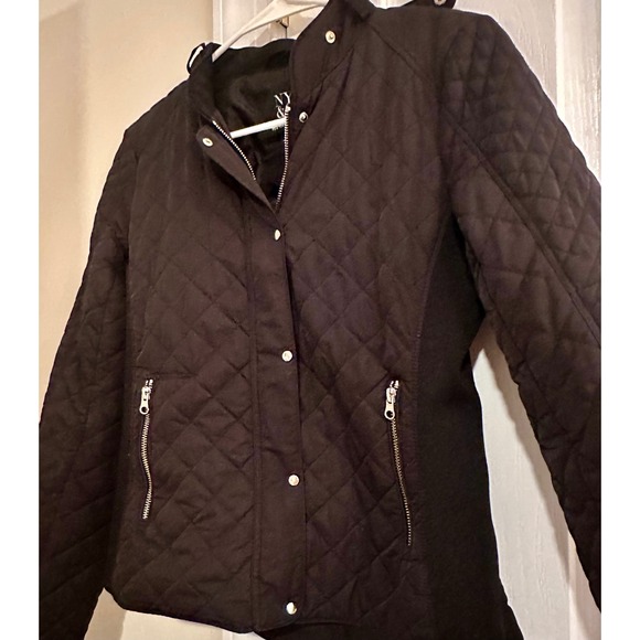 NY & Company Black Quilted Jacket Women's Snap Zip Lightweight Warm size Xsmall - Picture 4 of 9